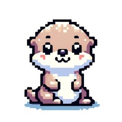 Pixel art of an otter with a white background, in the style of early 90s video game console, cute 8 bit animal illustration
