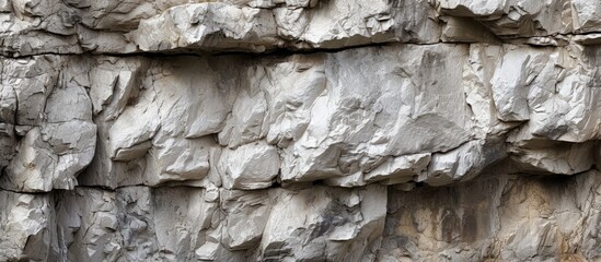 A detailed shot of a grey bedrock outcrop with a stone wall built from rocks, showcasing the intricate patterns of building material