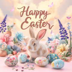 Happy Easter Bunny postcard