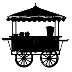 Food Cart Background Black and White SVG Vector File for Laser Cutting Generative AI