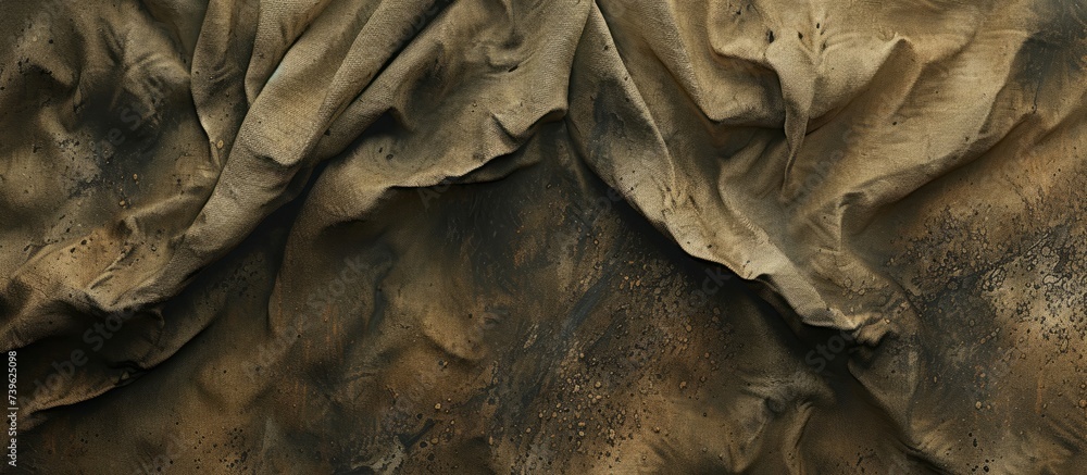 Poster a detailed view of a brown fabric resembling the texture of bedrock with intricate patterns, reminis