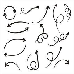 Fototapeta na wymiar Vector illustration. Set of hand drawn arrows. Vector illustration isolated on white background. 