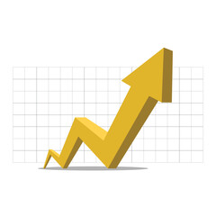 yellow 3D arrow going up graph vector illustration represents business profit economic boom financial grow © PictureXpress