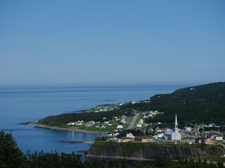 The small and scenic village of Grande Vallee on the Gulf of St. Lawrence on the Gaspe Peninsula of...