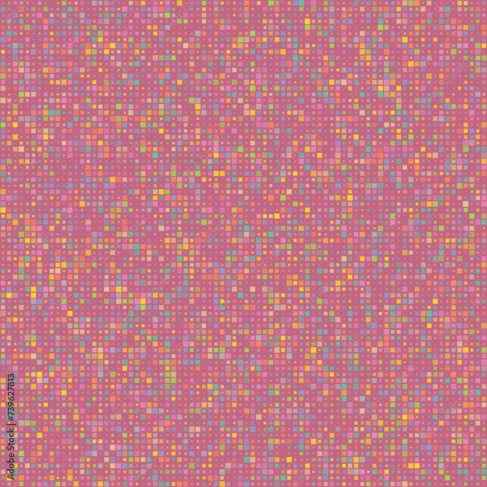 Poster geometric background featuring squares in multiple colors with muted earth tones and a hint of pink.