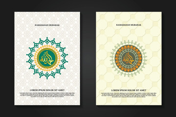 cover set background template for ramadan event with calligraphy