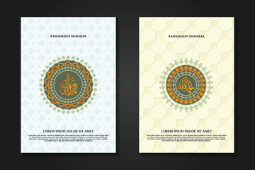 cover set background template for ramadan event with calligraphy
