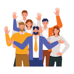 Participant illustration concept. Group of business people character vector design. 