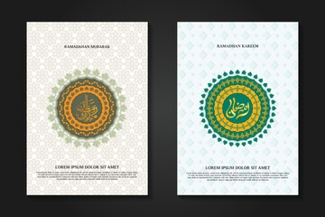 cover set background template for ramadan event with calligraphy