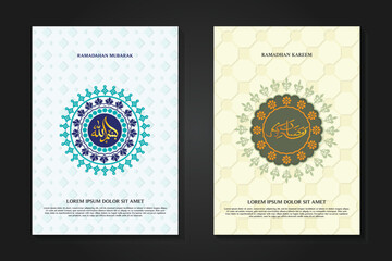 cover set background template for ramadan event with calligraphy