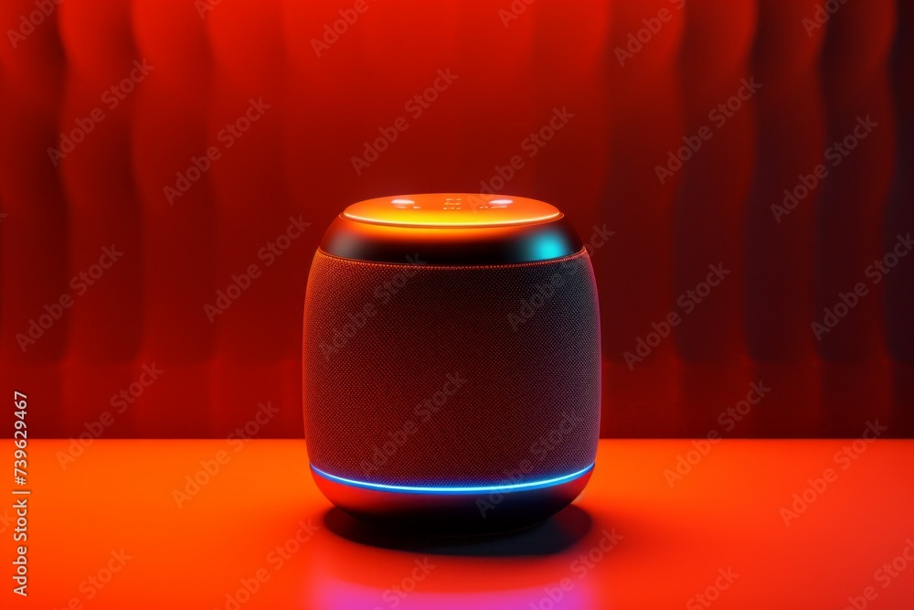 Poster smart speaker. background with selective focus and copy space