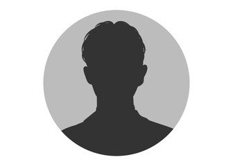証明写真 男性の顔正面のシルエット 上半身バストアップ 顔アップのイラスト