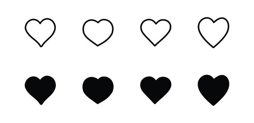 heart icons set, love symbols vector