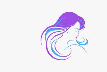 Woman face Vector logo Design. Beauty Model illustration, Girl silhouette for Branding, Business of cosmetics, beauty, salon, health, spa, fashion, Boutique, hairstyle, facial, yoga, hair treatment