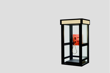 red phone, phone booth, public, 3D