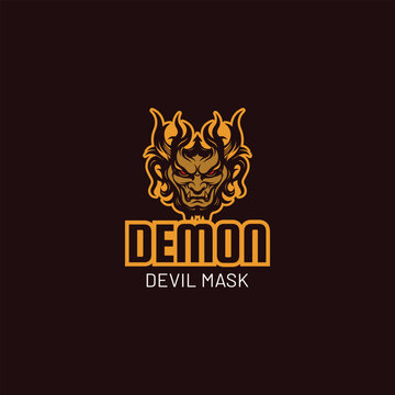red oni mask vector illustration,Japanese demon evil mask , mascot logo illustration