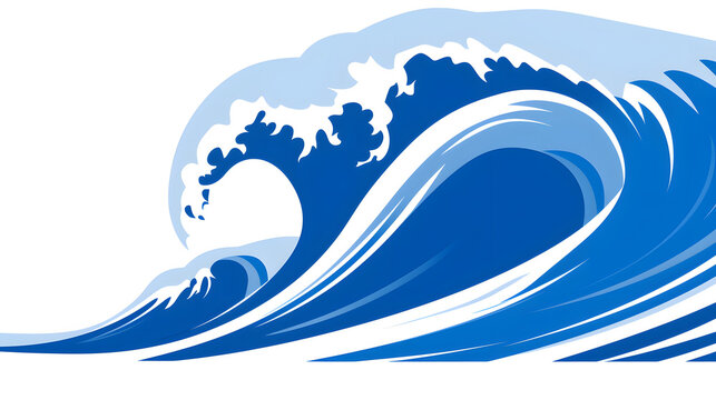 the large wave has white and blue colors