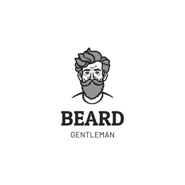 man beard gentleman logo,Man face portrait with full beard and mustache.