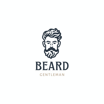 man beard gentleman logo,Man face portrait with full beard and mustache.