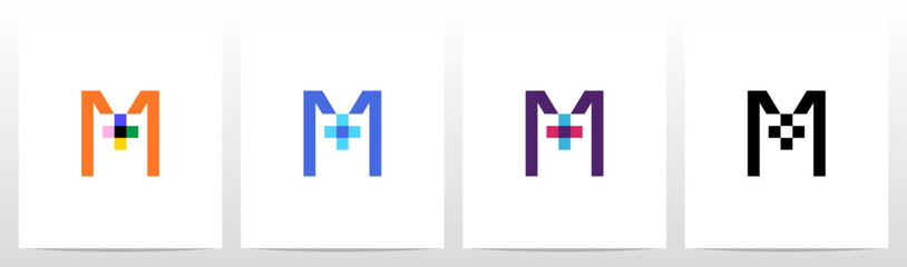 Plus Cross Sign Letter Logo Design M
