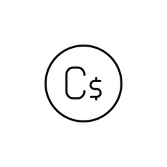 Canadian dollar line icon isolated on transparent background