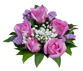 Pink rose flowers bouquet for wedding or greeting card