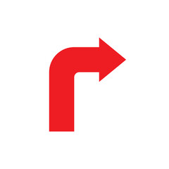 red turning arrow to face right vector illustration represents direction