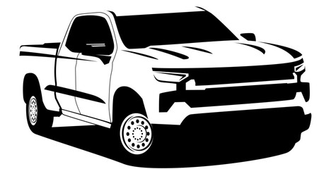 pick up truck black and white design vector © THE LASTMINI