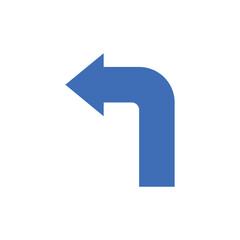 blue turning arrow to face left vector illustration represents direction
