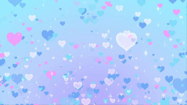 ハートが浮かんでくる背景アニメーション-寒色