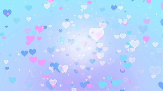 ハートが飛び出る背景アニメーション-寒色