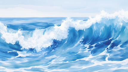 Fototapeta na wymiar a painting of an ocean wave coming in to shore