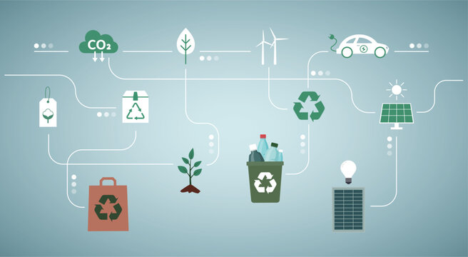 Environmental icons, Sustainable development, Contains such icons as green energy, CO2 neutral, save Earth, climate action. Editable stroke Vector