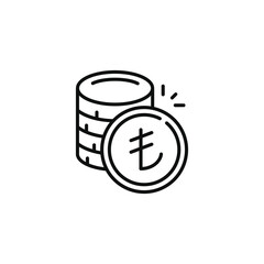 Lira line icon isolated on transparent background