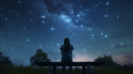 Stargazer's Solitude: Contemplative Night Under the Cosmic Canopy