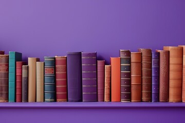 Front view of stock of books on minimalistic background or stock of books for world book day background, copy space - generative ai