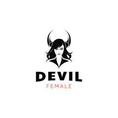 Demon woman logo of sexy devil isolated on white background.