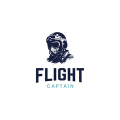 Illustration of pilot helmet,flight captain logo,Flight academy vector round emblem © keenan