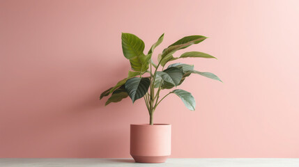 Potted plant with flourishing foliage in a decorative flowerpot, showcasing nature's growth and botanical beauty