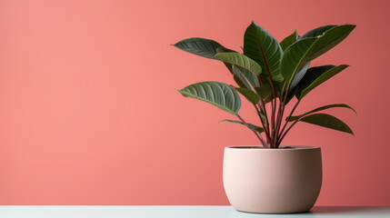 Green plant with flowers and leaves in a small potted flowerpot, isolated and growing indoors as a houseplant decoration