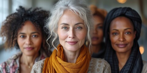 Fototapeta premium International Women's Day portrait of multi ethnic mixed age range women