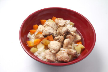 Soto ayam, Indonesian food, rice and chicken soup