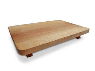 Wooden cutting board or tray cut out isolated on white