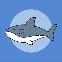 cute flat White shark vector