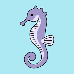 Cute cartoon seahorse flat vector