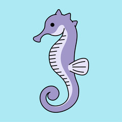 Fototapeta premium Cute cartoon seahorse flat vector