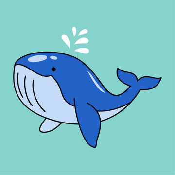 blue whale in flat style isolated vector