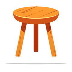 Three legged wooden stool vector isolated illustration