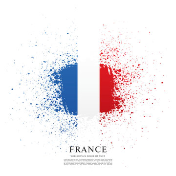 French flag made in brush stroke background