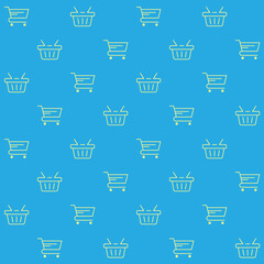 Trolley And Shopping Basket Vector Seamless Pattern